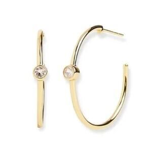 MARRIN COSTELLO Mystique Hoop Earring Gold Plated Sterling White Topaz NIB
